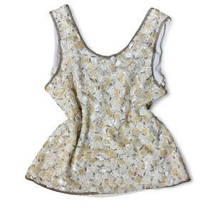 Y2k 100% Silk Beaded Tank Going Out Top Size Small Sequin